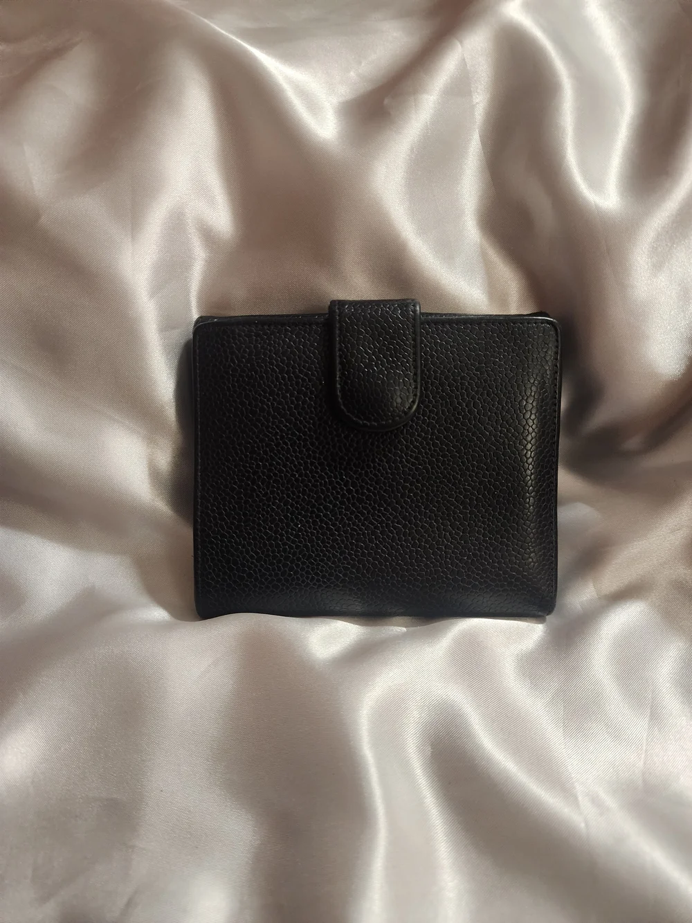 CHANEL Black Caviar Leather Trifold Wallet
